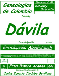 Este libro incluye los apellidos: 
Dabinsky, Dacosta, Dadson, Dagua, Daguerre, Dahl, Dahvl, Dale, Dalmau, Damato, Dangond, Daniels, Danies, Dantés, Dapena, Darco, Darcy, Darrell, Daunas, Dávalos, David, Davidson, Dávila, Davis, Daza, Dean, Debanic, Delfín, Delgadillo