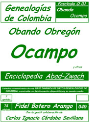 Este libro incluye los apellidos: 
Obando, Oberndorfer, Obeso, Obregón, O’Brien, O’Byrne, Ocampo