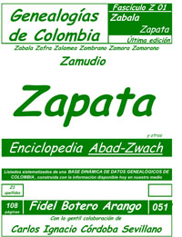 Este libro incluye los apellidos: 
Zabala, Zabaleta, Zabra, Zachinson, Zaco, Záfer, Zafra, Zafrane, Zalamea, Zaldúa, Zamarra, Zamarreño, Zambo, Zambrano, Zamora, Zamorano, Zamudio, Zanahoria, Zanga, Zangen, Zapata